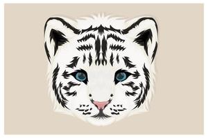 dibujo a mano de tigre blanco con estilo realista vector