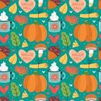 Autumn elements seamless pattern vector