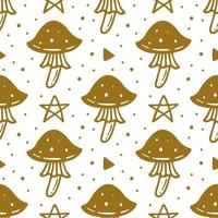 Poisonous mushroom, magic symbol Halloween seamless pattern vector