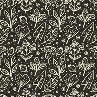 Flower, branch, leaf, cone seamless pattern vector