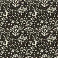 Flower, branch, leaf, cone seamless pattern vector