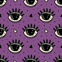 Black eye, magic symbol Halloween seamless pattern. vector
