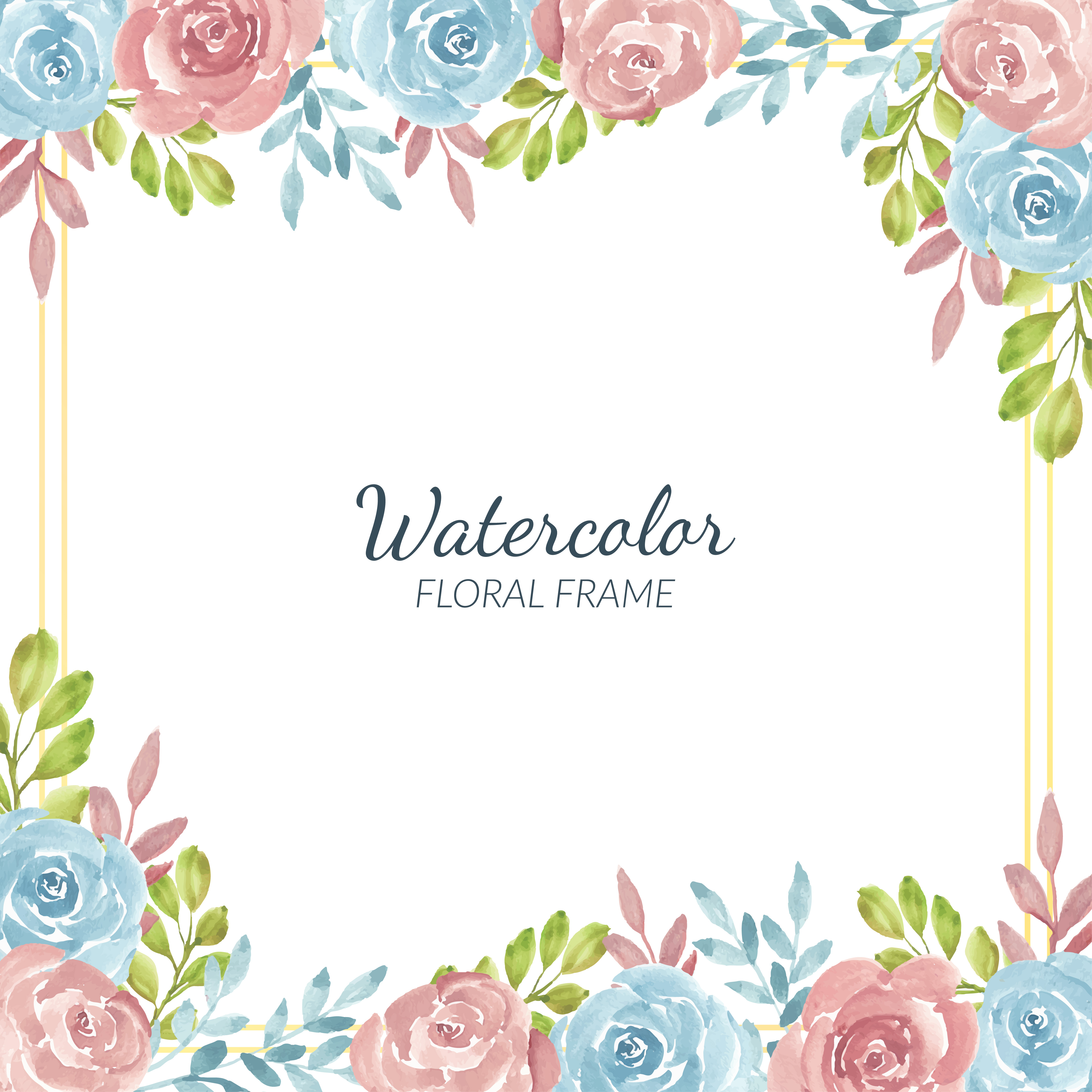Watercolor Rustic Rose Flower Border And Gold Frame Download Free Vectors Clipart Graphics Vector Art