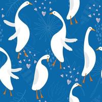 Cute funny goose cartoon pattern vector