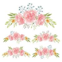 Watercolor hand painted carnation flower bouquets vector