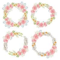 Watercolor hand painted of carnation flower circle frames vector