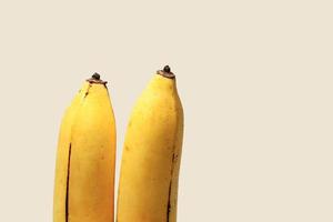 Two bananas isolated on cream background