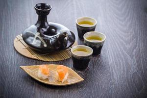 tea set and sushi photo