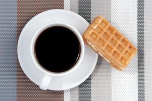 Waffle and a Cup of hot coffee photo
