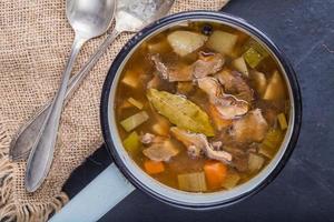 Traditional Polish soup with forest mushrooms