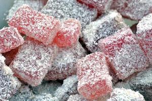 Multicolored Turkish Delight with forest fruits photo