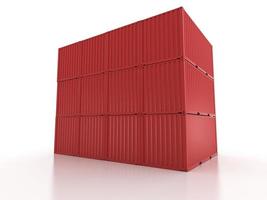 red metal freight shipping containers wall on white background photo