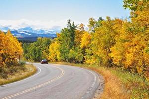 Autumn in Canada. The road abruptly turns photo