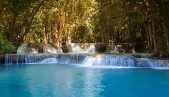 Beautiful tropical blue stream waterfalls