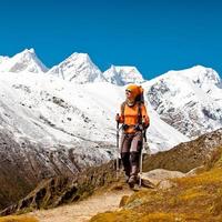 Hiking in Himalaya mountains photo