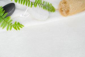 White towel background for natural body products photo