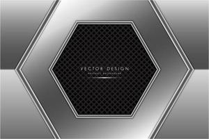 Metallic grey hexagon shape with carbon fiber texture vector