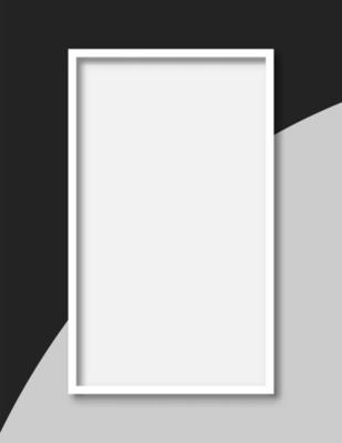 Blank rectangle frame on black and gray