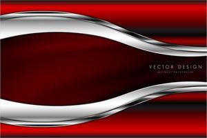 Metallic curved red and silver frame design vector