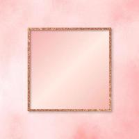 marco cuadrado rosa y dorado sobre textura rosa vector