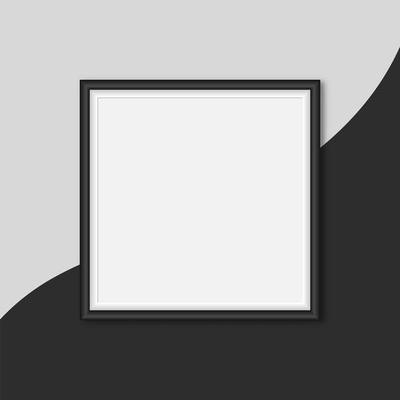 Blank square frame on gray and black