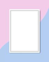 Blank white frame on pastel pink and blue vector