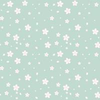 Seamless sakura pink flower patternon green vector