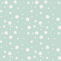 Seamless sakura pink flower patternon green vector