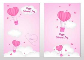 feliz día de san valentín juego de tarjetas de arte en papel vector