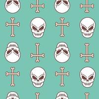 Skull and cross made of bones pattern vector