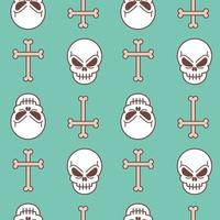 Skull and cross made of bones pattern vector