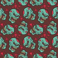 Zombie sull and blood splat pattern vector