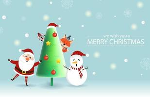 Santa Claus, rat, fox, reindeer artound Christmas tree 