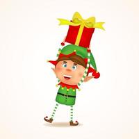 Cartoon Boy elf with gift vector