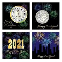 2021 happy new year graphic set vector