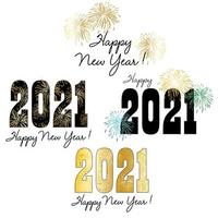 2021 new year typography and graphics with fireworks vector