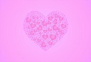 Big heart makde of mini hearts in pink vector