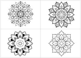 conjunto de mandalas circulares en blanco y negro vector