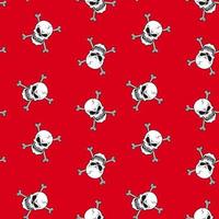 Skull with crossbones pattern on red vector