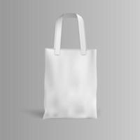 White fabric cloth bag on grey background vector