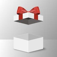 Opened gift box with red bow vector