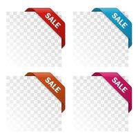 Colorful 3D ribbon on image corner set vector