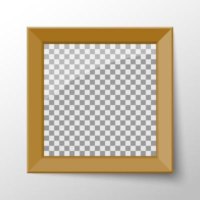 Realistic blank photo frame with wood border