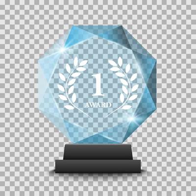 Realistic glass trophy award