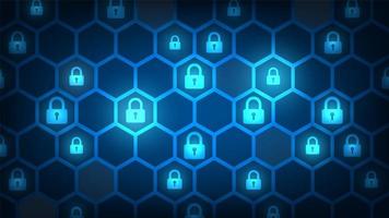 Cyber security design with locks in hexagon pattern vector