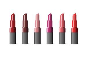 conjunto de lápices labiales realistas de diferentes colores vector