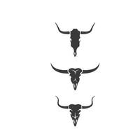 Bull skull icon set vector