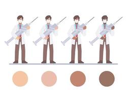 Male Doctor Characters Holding A Syringe vector