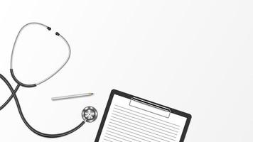 Realistic stethoscope and clipboard background  vector