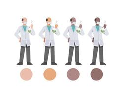 personajes masculinos mayores del doctor que sostienen el matraz de laboratorio vector